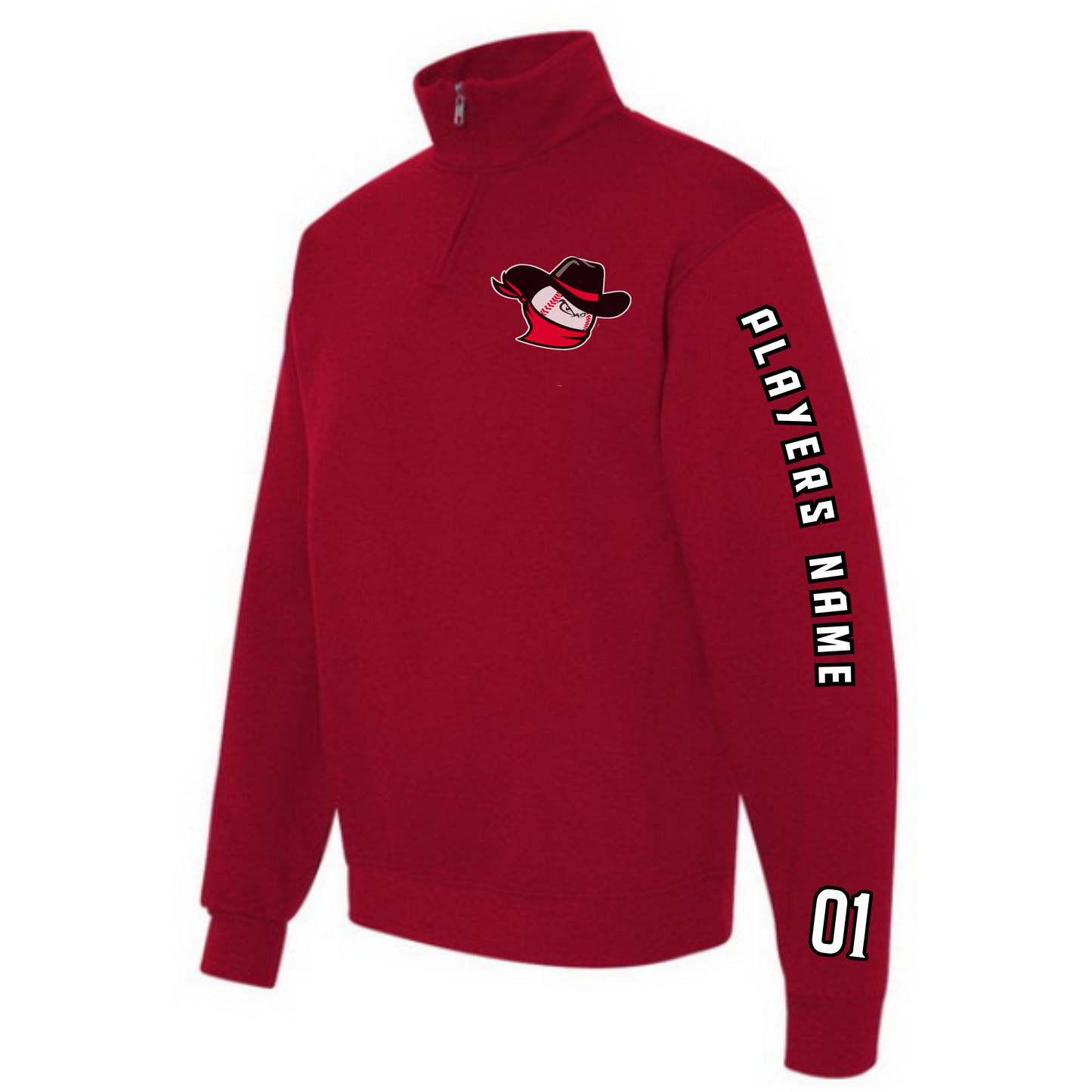 Bandits Baseball Adult 1/4 zip Fleece